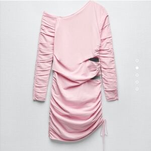 Zara Pink Ruched Asymmetrical Dress